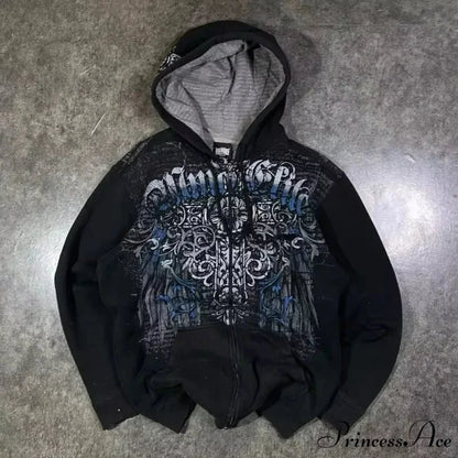 Clown Dark Print Fleece Zipper Hoodie black 2 / M hoodies-241228