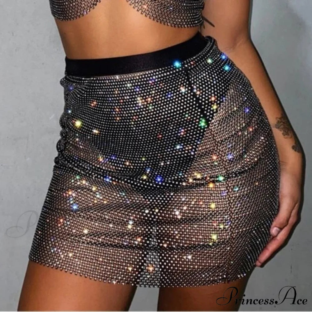 Coastal Club Piece Top Halter Warm-Season Set Festival Two Rhinestones Outfits Crop Tank Top Party Tops