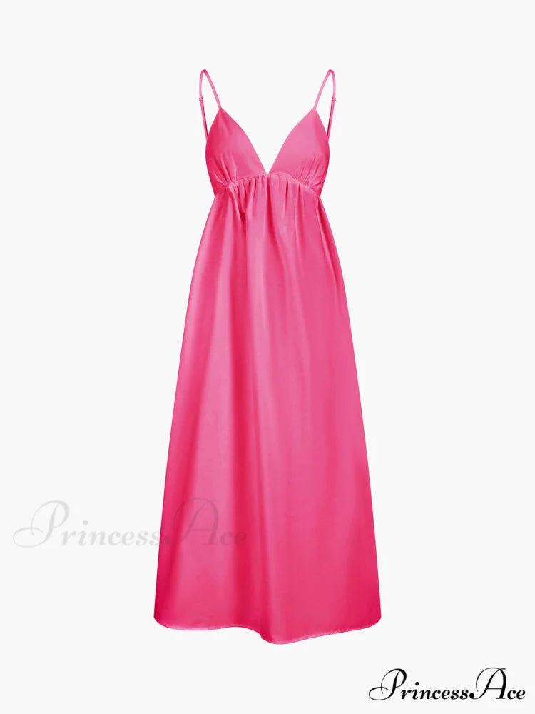 Coastal Cowgirl Open Trendy Back Long Dress Pink / XS