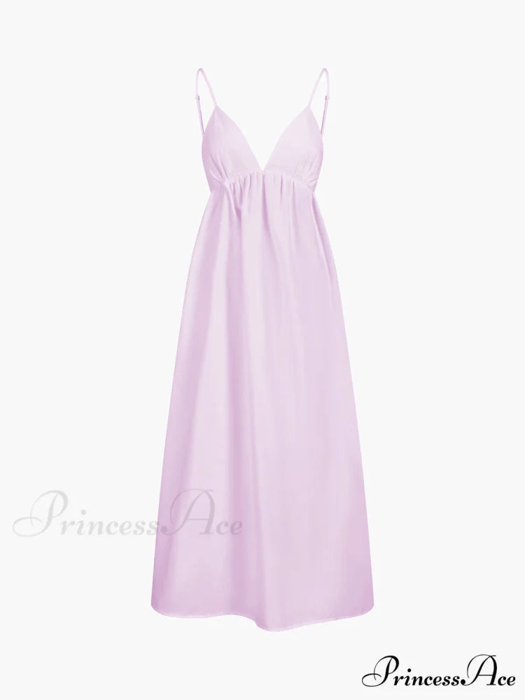 Coastal Cowgirl Open Trendy Back Long Dress Purple / XS