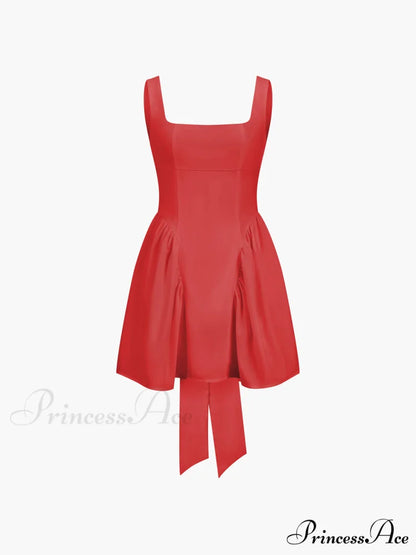 Coastal Cowgirl Open Trendy Back Zippered Short Dress Red / XS