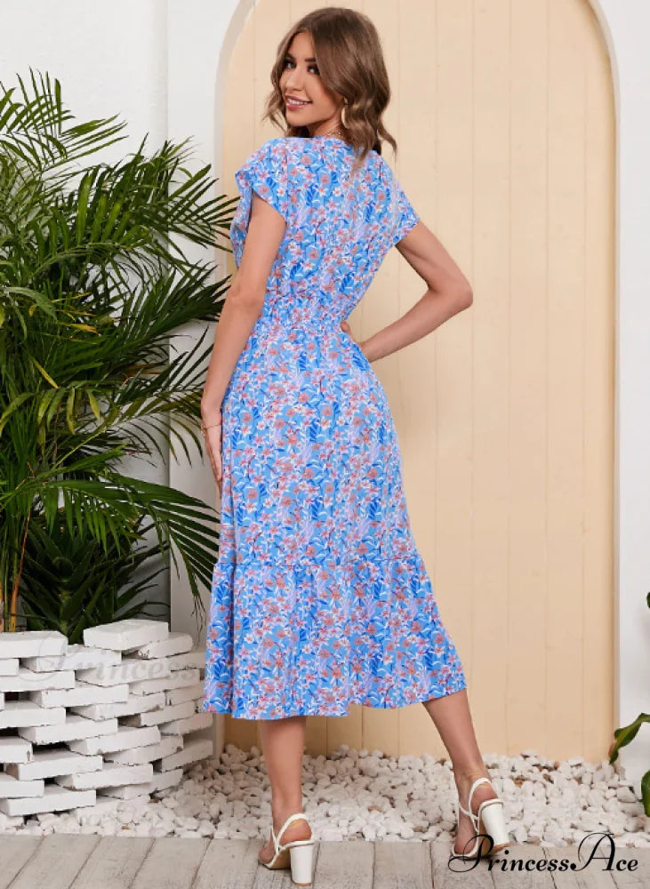 Coastal for Flowered Dresses Gown Chiffon V-Neck Arm Patterned Long Festive Brief Women L / BLACK