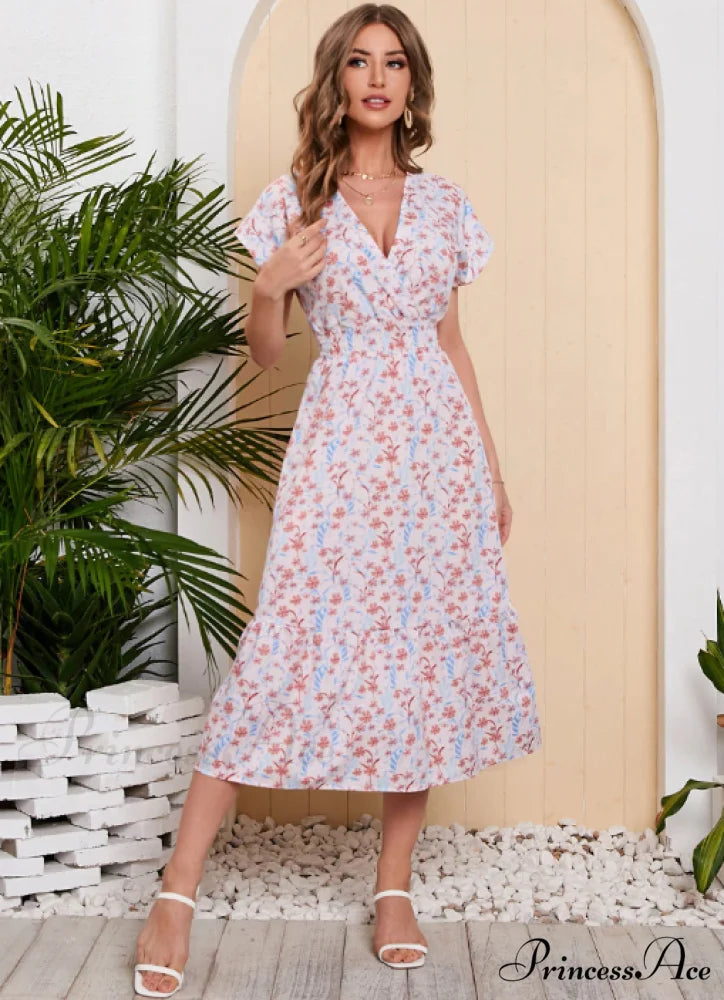 Coastal for Flowered Dresses Gown Chiffon V-Neck Arm Patterned Long Festive Brief Women S / BLACK