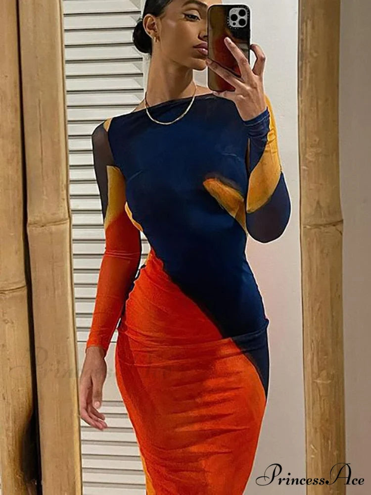 Coastal Full-Length Arm Gown Gown Warm-Season Outfits Backless 2024 Club Party Design Long Fashion Bodycon Dress as