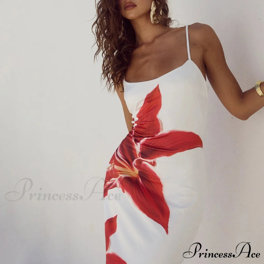 Cocktail Bodycon Flower Print Split Summer Streetwear Flower Dress floraldress-250126