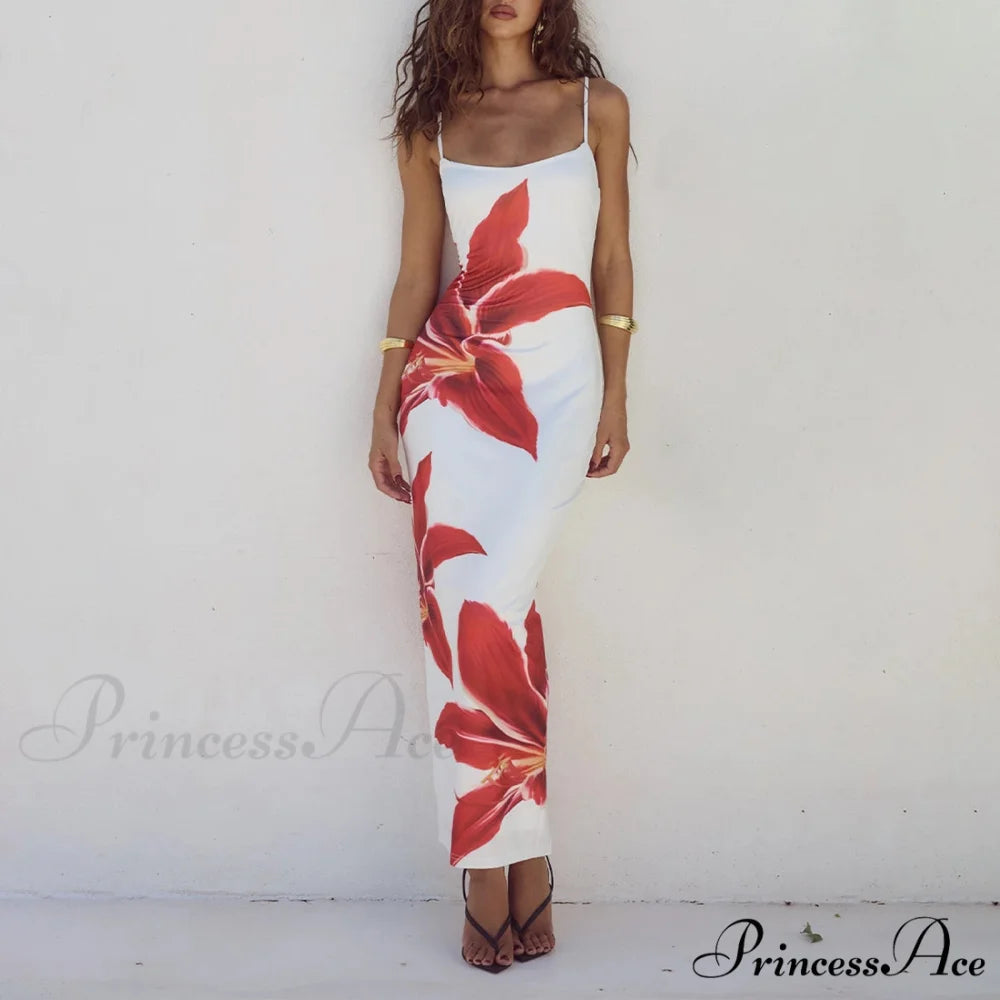 Cocktail Bodycon Flower Print Split Summer Streetwear Flower Dress floraldress-250126