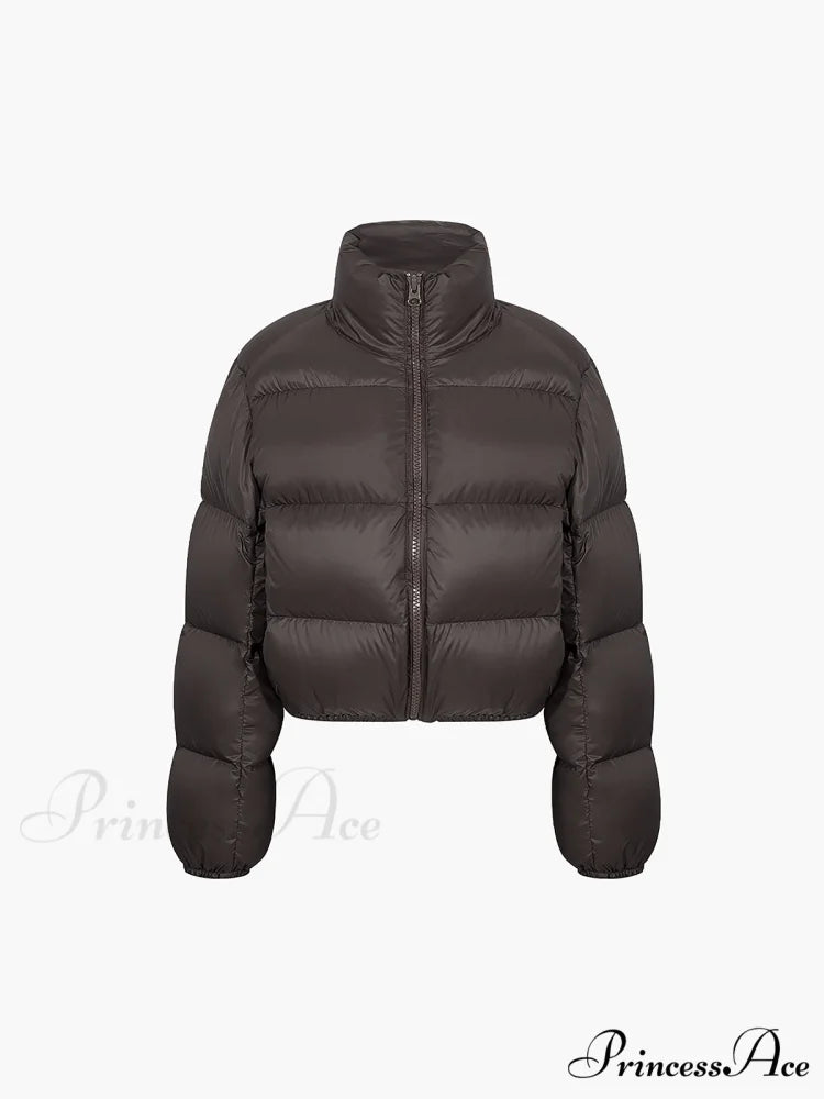 Cocoa Bean Stand Trendy Collar Quilted Puffer Coat