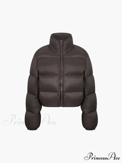 Cocoa Bean Stand Trendy Collar Quilted Puffer Coat