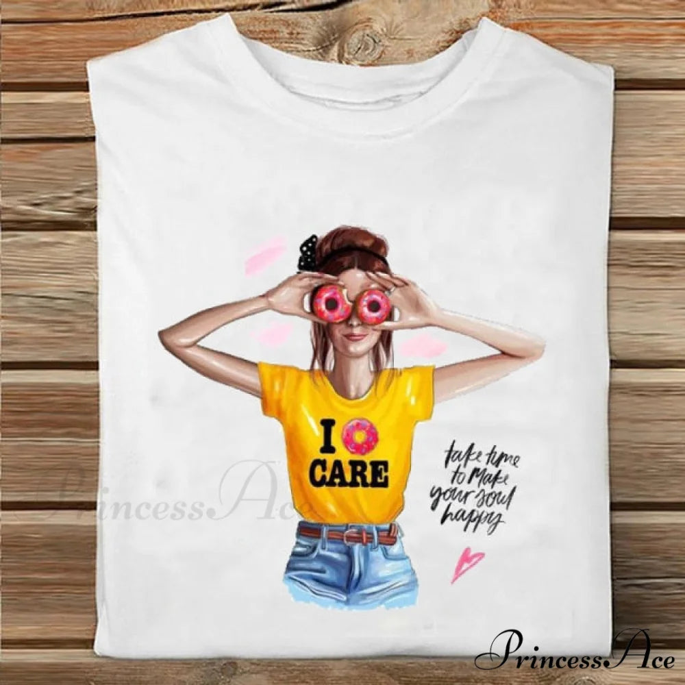Coffee Love Cartoon Printing Clothes Tshirt