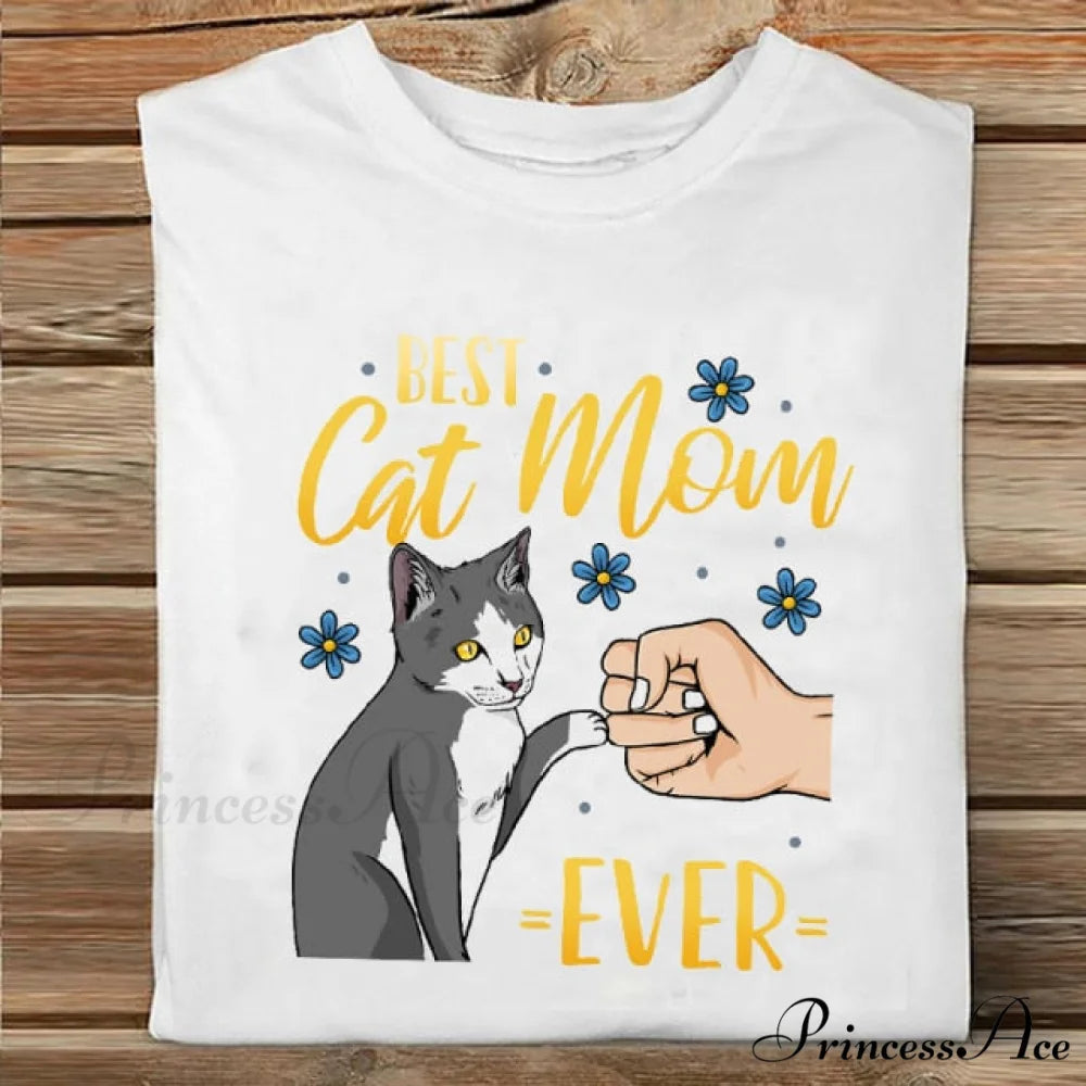 Coffee Love Cartoon Printing Clothes Tshirt cat / S