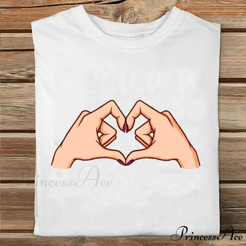 Coffee Love Cartoon Printing Clothes Tshirt hands / S