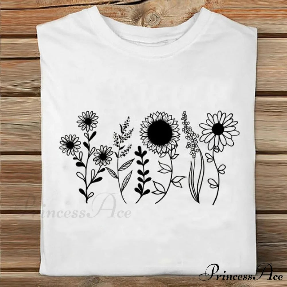 Coffee Love Cartoon Printing Clothes Tshirt sunflower / S