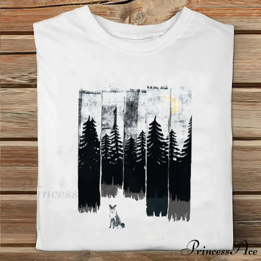 Coffee Love Cartoon Printing Clothes Tshirt tree / S