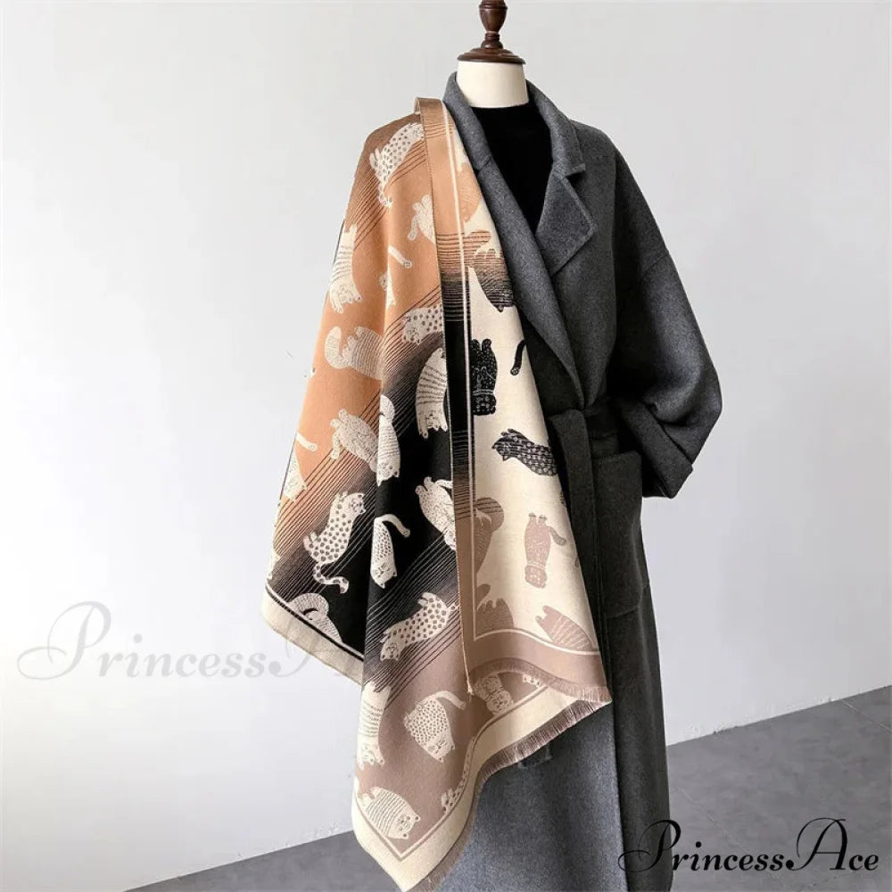 Cold Cashmere Feline Pashmina Scarf scarf-241228
