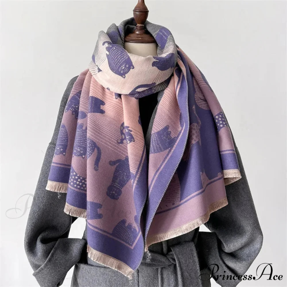 Cold Cashmere Feline Pashmina Scarf pink 1 scarf-241228