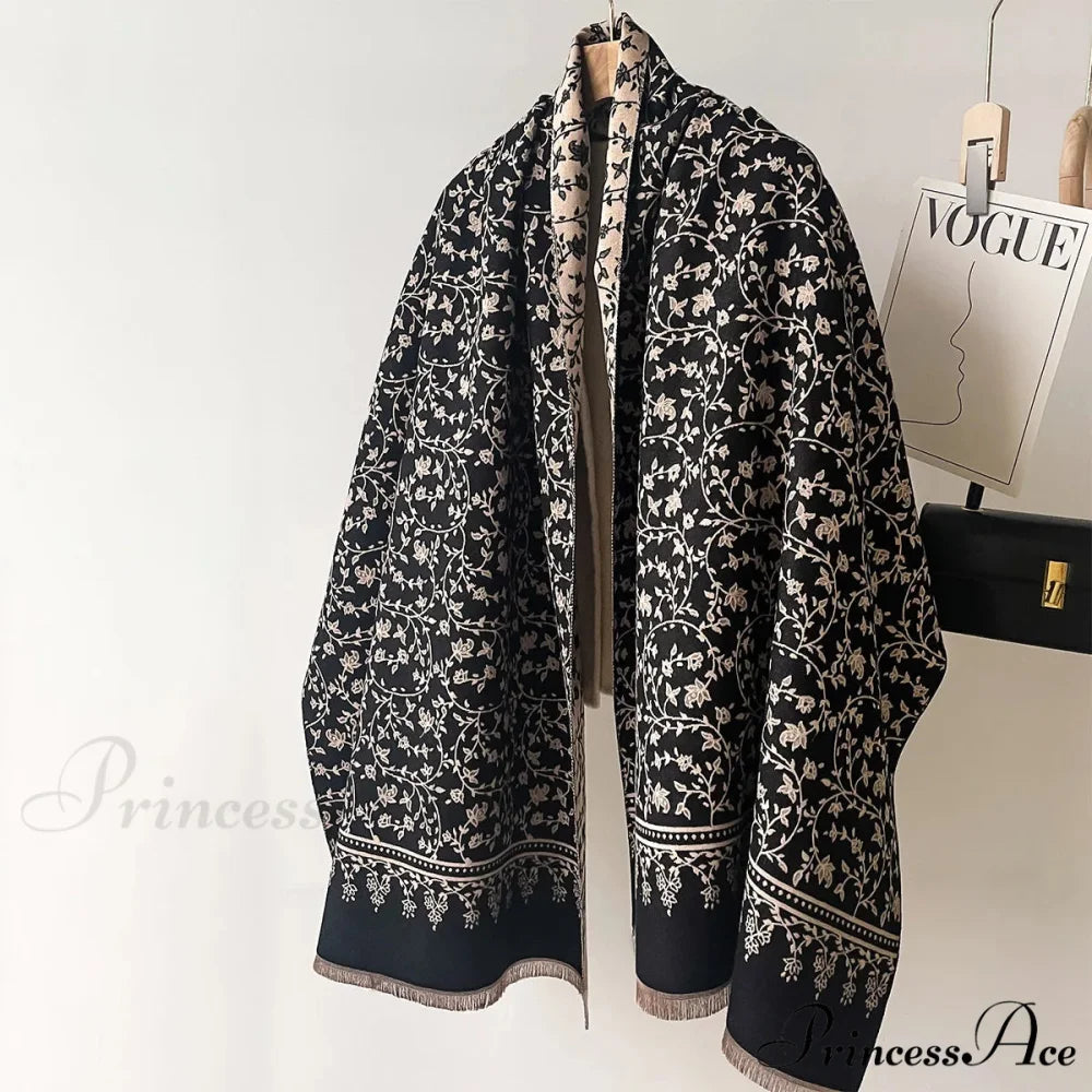 Cold Cashmere Flower Pattern Pashmina Scarf scarf-241228