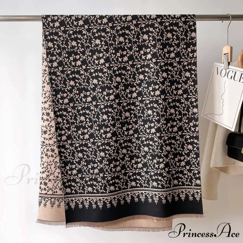 Cold Cashmere Flower Pattern Pashmina Scarf scarf-241228