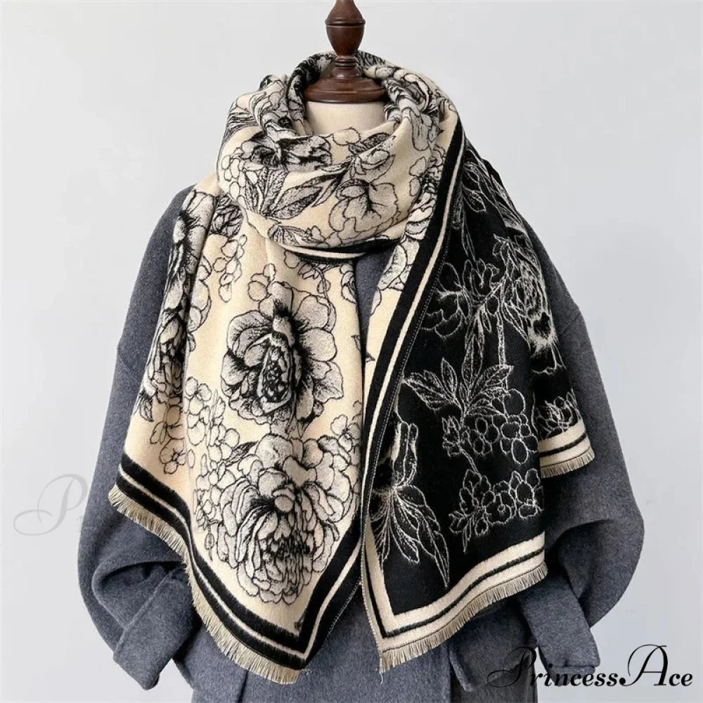 Cold Cashmere Pashmina Wrap Scarf balck4 scarf-241228