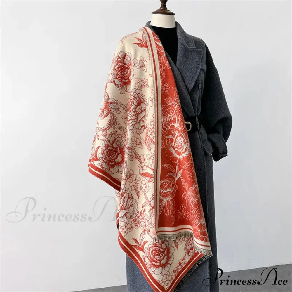 Cold Cashmere Pashmina Wrap Scarf red scarf-241228