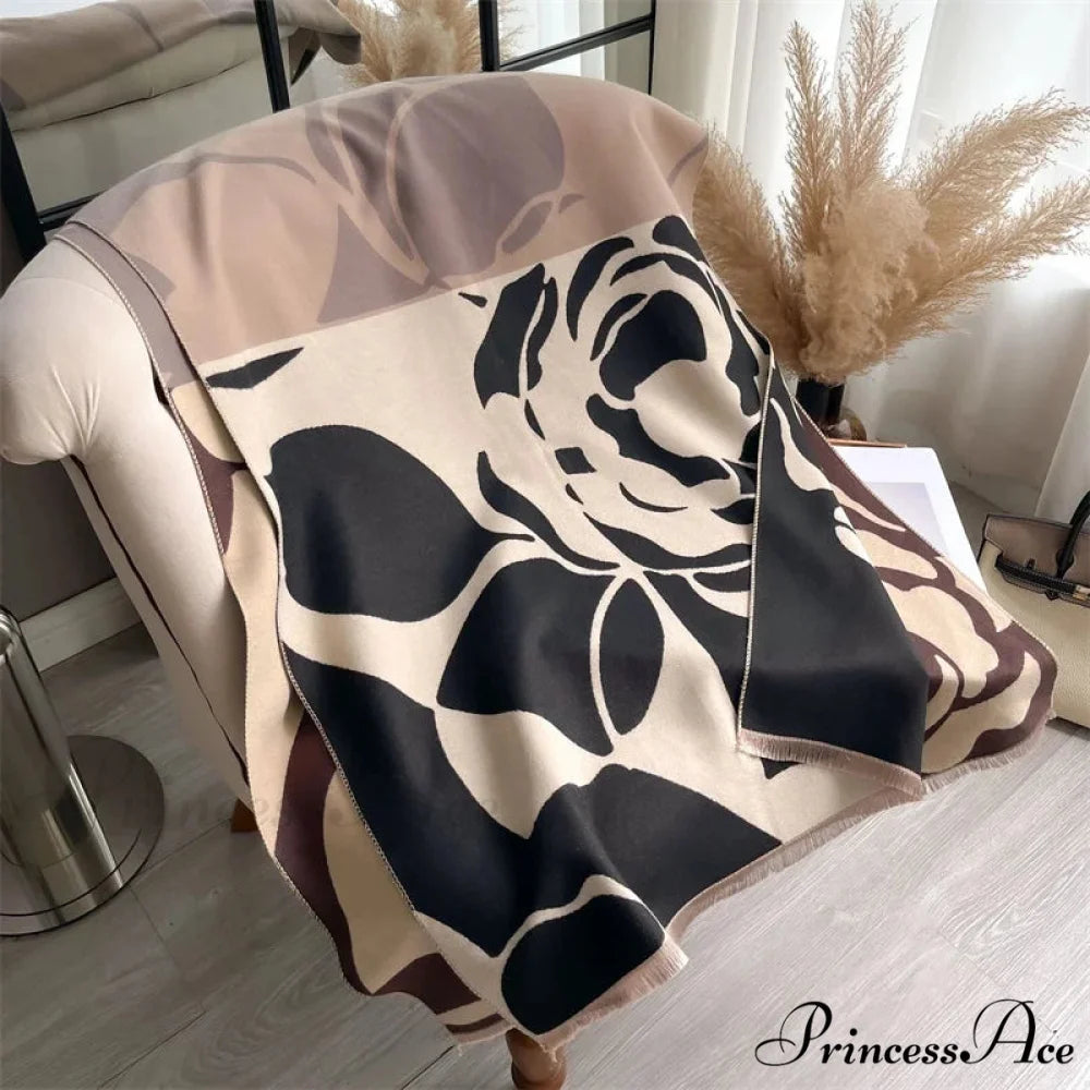 Cold Cashmere Poncho Cover Scarf black scarf-241228