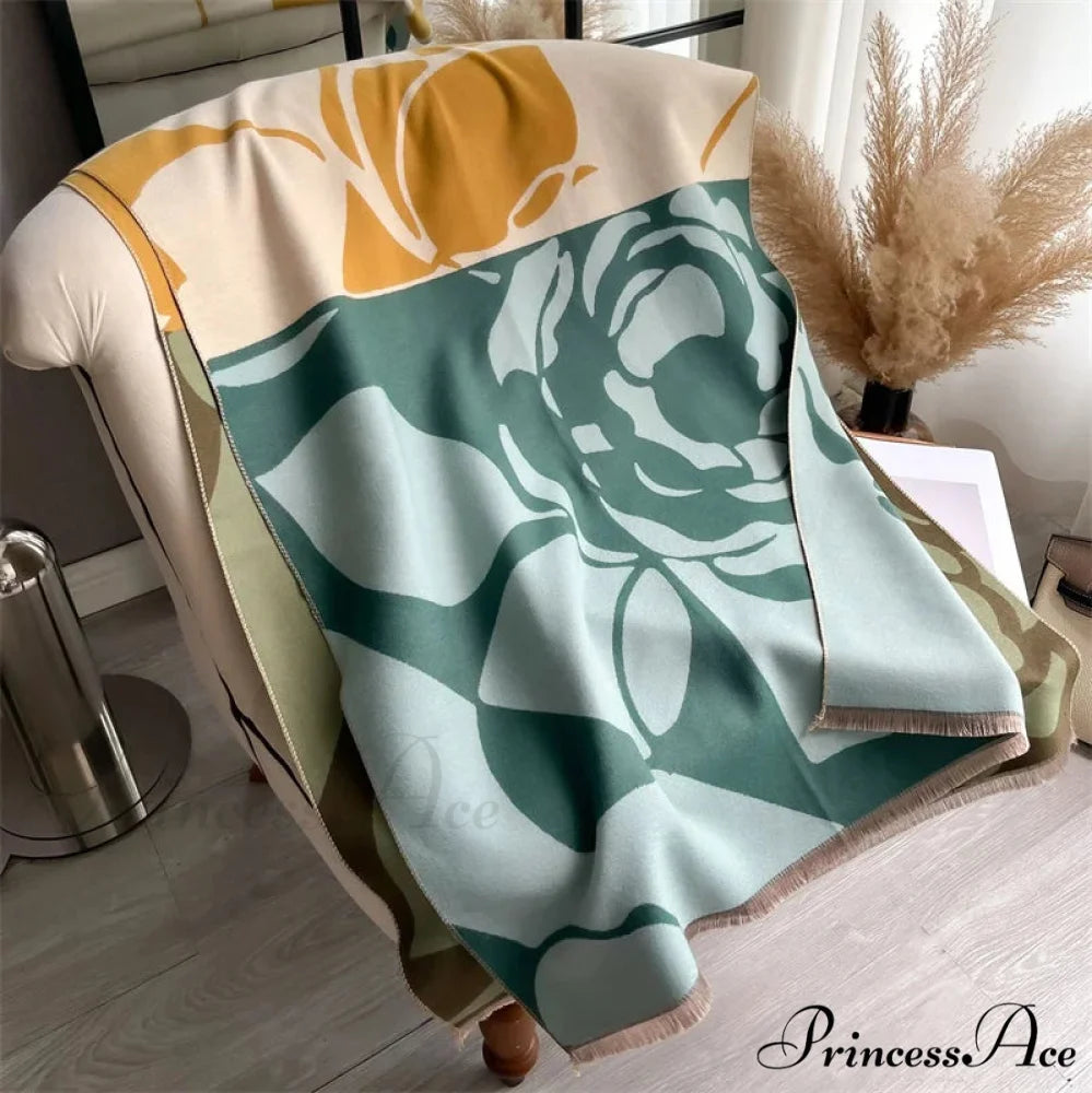 Cold Cashmere Poncho Cover Scarf green scarf-241228