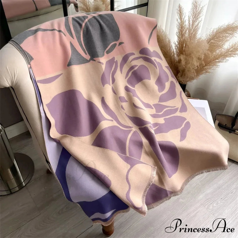 Cold Cashmere Poncho Cover Scarf pink scarf-241228