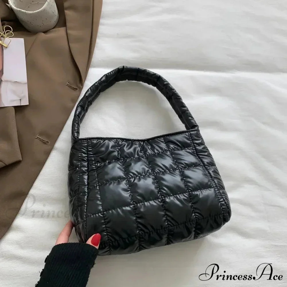 Cold Cotton Informal Tote Shoulder Purse Black handbag-250126