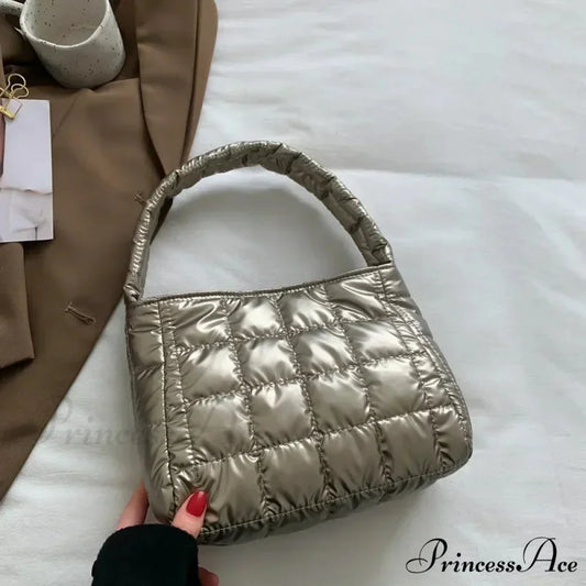 Cold Cotton Informal Tote Shoulder Purse Champagne handbag-250126