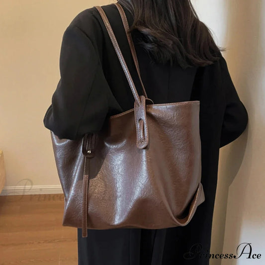 Cold Leather Tote Shoulder Bag for Women shoulder-250126