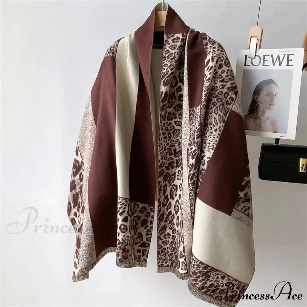 Cold Pashmina Cashmere Blanket Scarf brown1 scarf-241228