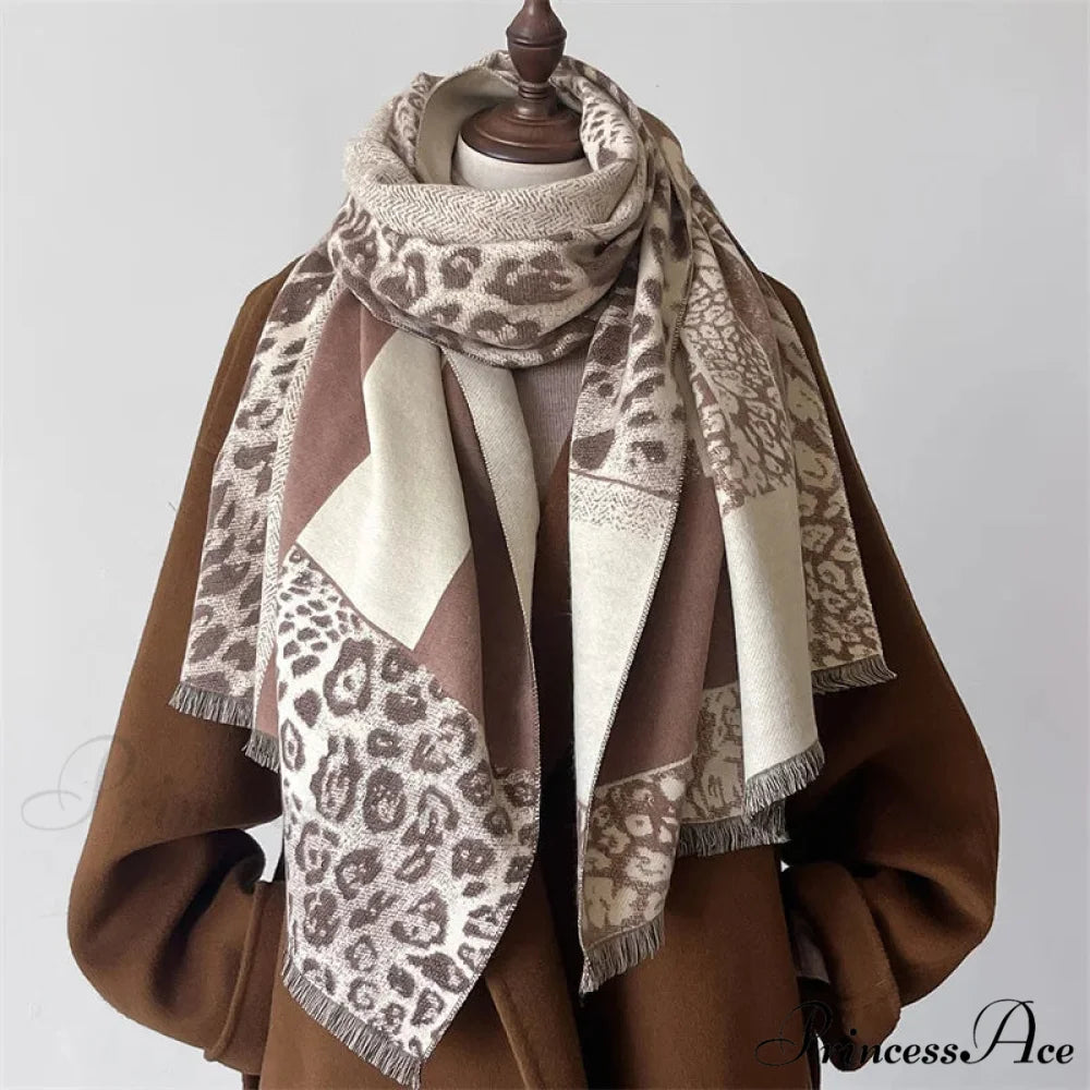 Cold Pashmina Cashmere Blanket Scarf brown2 scarf-241228