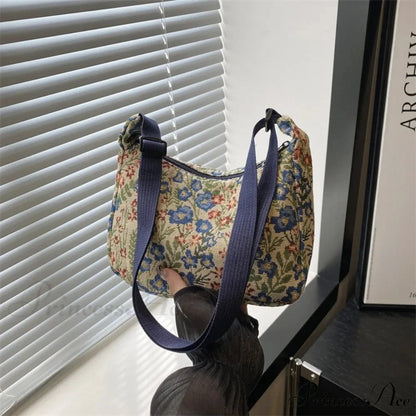 Cold Patterns Half-Moon Fabric Crossbody Blue crossbody-250126