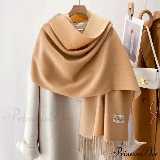 Cold Poncho Wrap Plain Pattern Cashmere Scarf Color01 / 200x70cm scarf-241228