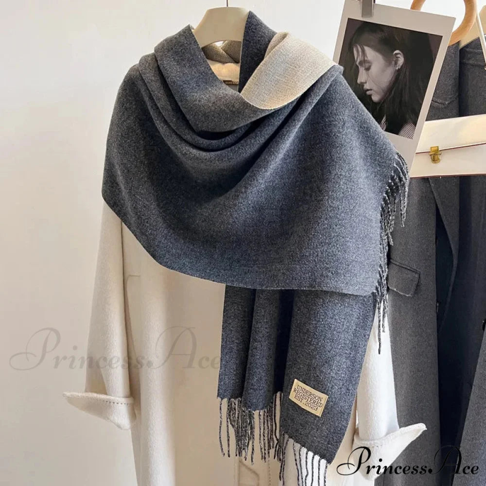 Cold Poncho Wrap Plain Pattern Cashmere Scarf Color03 / 200x70cm scarf-241228