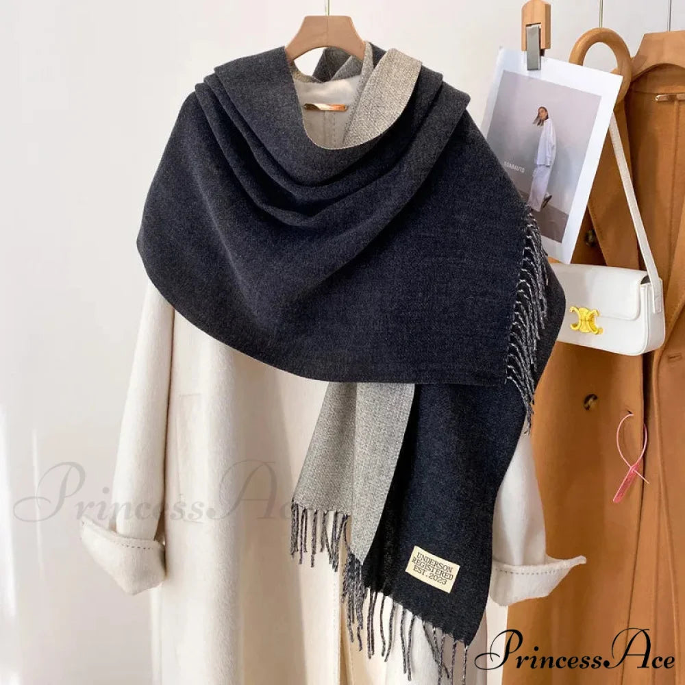 Cold Poncho Wrap Plain Pattern Cashmere Scarf Color05 / 200x70cm scarf-241228