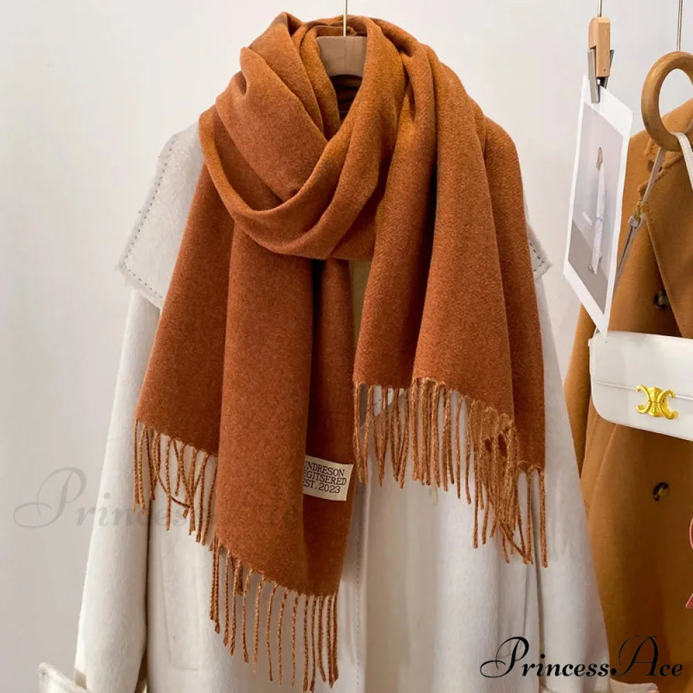 Cold Poncho Wrap Plain Pattern Cashmere Scarf Color09 / 200x70cm scarf-241228