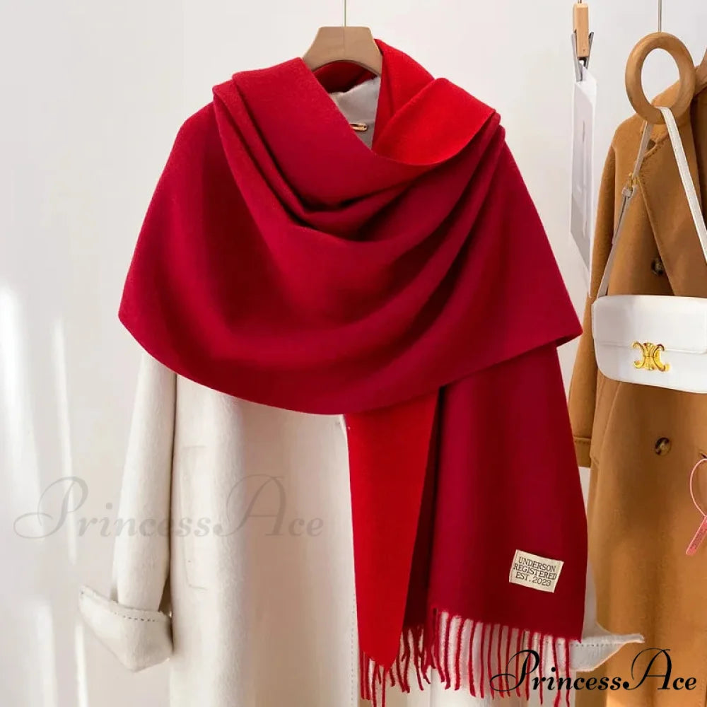 Cold Poncho Wrap Plain Pattern Cashmere Scarf Color10 / 200x70cm scarf-241228