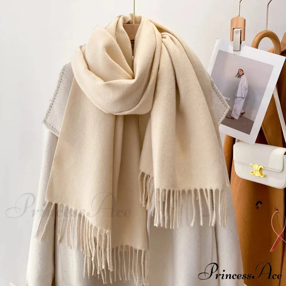 Cold Poncho Wrap Plain Pattern Cashmere Scarf Color12 / 200x70cm scarf-241228