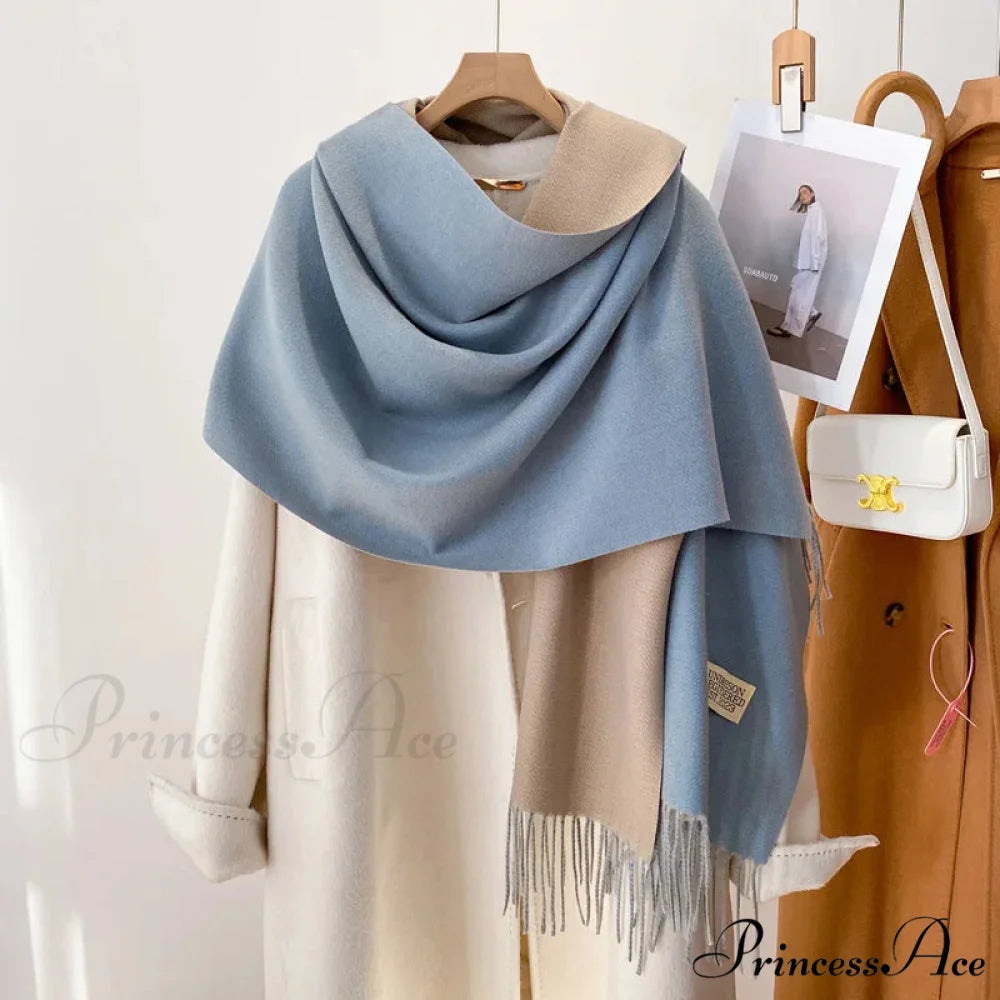Cold Poncho Wrap Plain Pattern Cashmere Scarf Color15 / 200x70cm scarf-241228