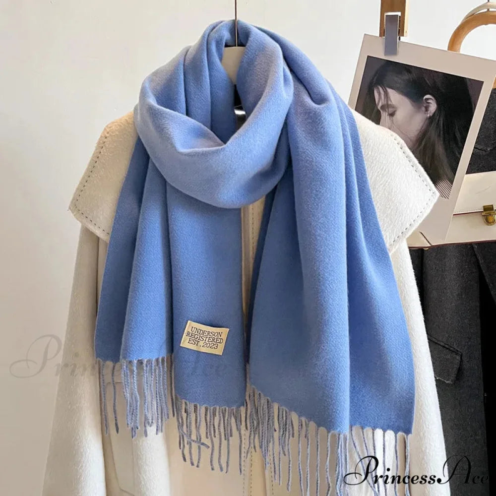 Cold Poncho Wrap Plain Pattern Cashmere Scarf Color16 / 200x70cm scarf-241228