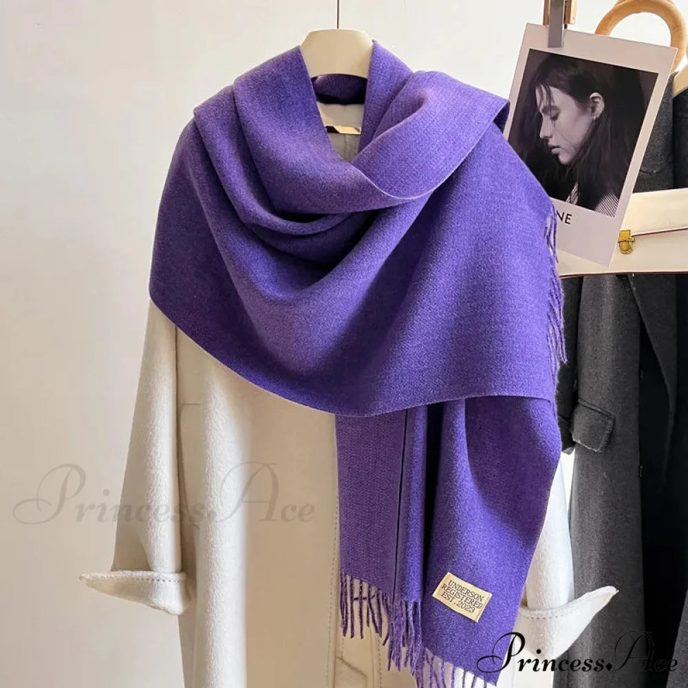 Cold Poncho Wrap Plain Pattern Cashmere Scarf Color17 / 200x70cm scarf-241228