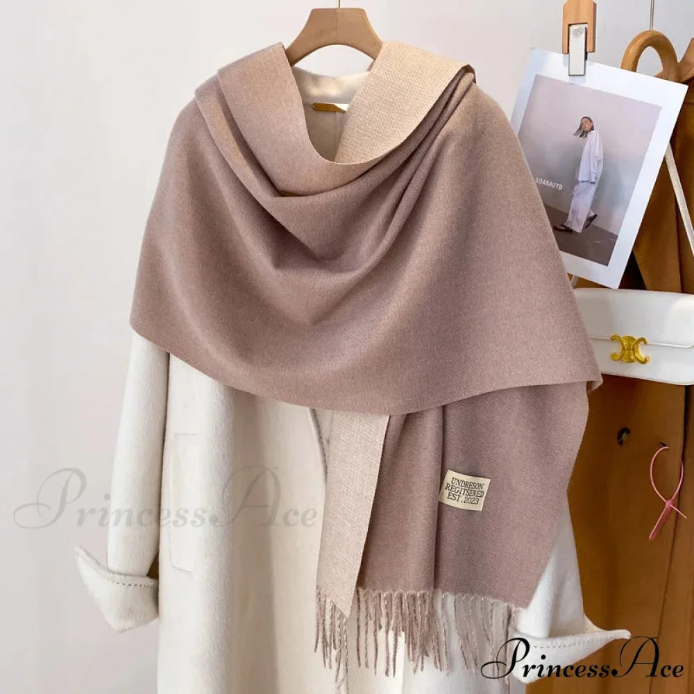 Cold Poncho Wrap Plain Pattern Cashmere Scarf Color19 / 200x70cm scarf-241228