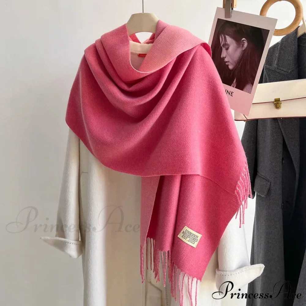 Cold Poncho Wrap Plain Pattern Cashmere Scarf Color26 / 200x70cm scarf-241228