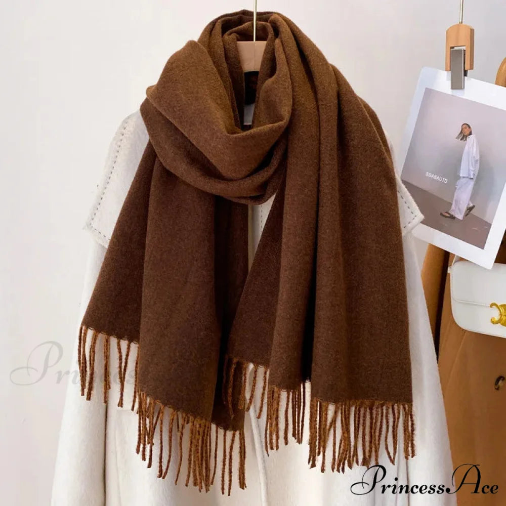 Cold Poncho Wrap Plain Pattern Cashmere Scarf Color29 / 200x70cm scarf-241228