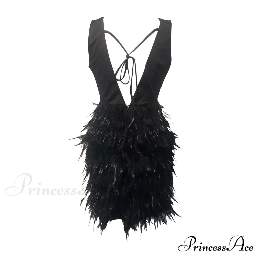 Cold Shoulder Glitter Sequined Lace-Up Deep V-Neck Long-Sleeve Belt Mini Elegant Club Party Vestidos Dress