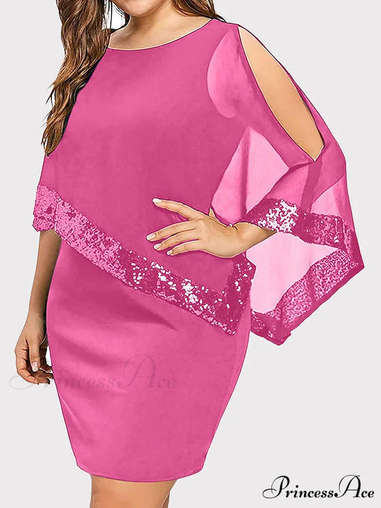 Cold Shoulder Long Trendy Sleeve Knit Top Pink / M