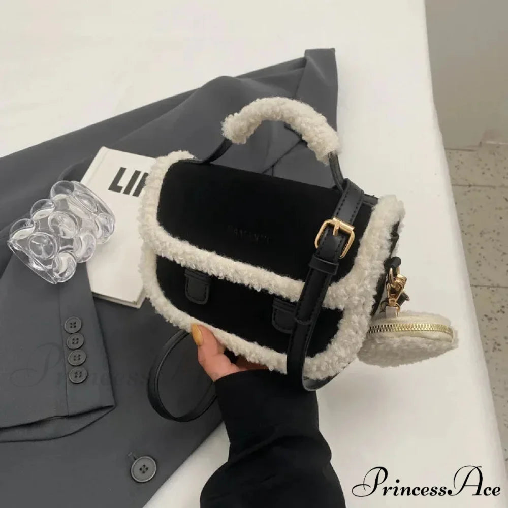 Cold Soft Little Square Crossbody Handbag Black handbag-250126