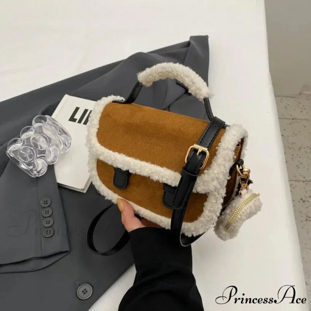 Cold Soft Little Square Crossbody Handbag Brown handbag-250126