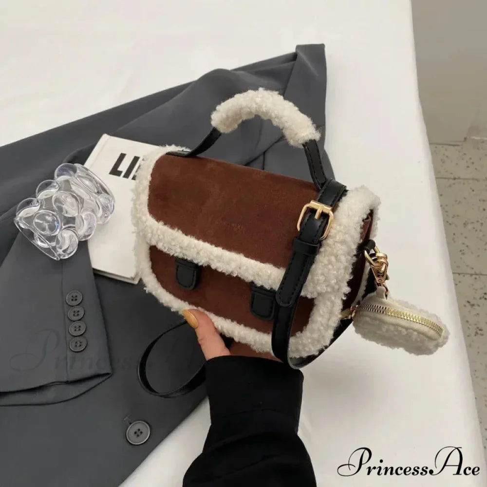 Cold Soft Little Square Crossbody Handbag Coffee handbag-250126