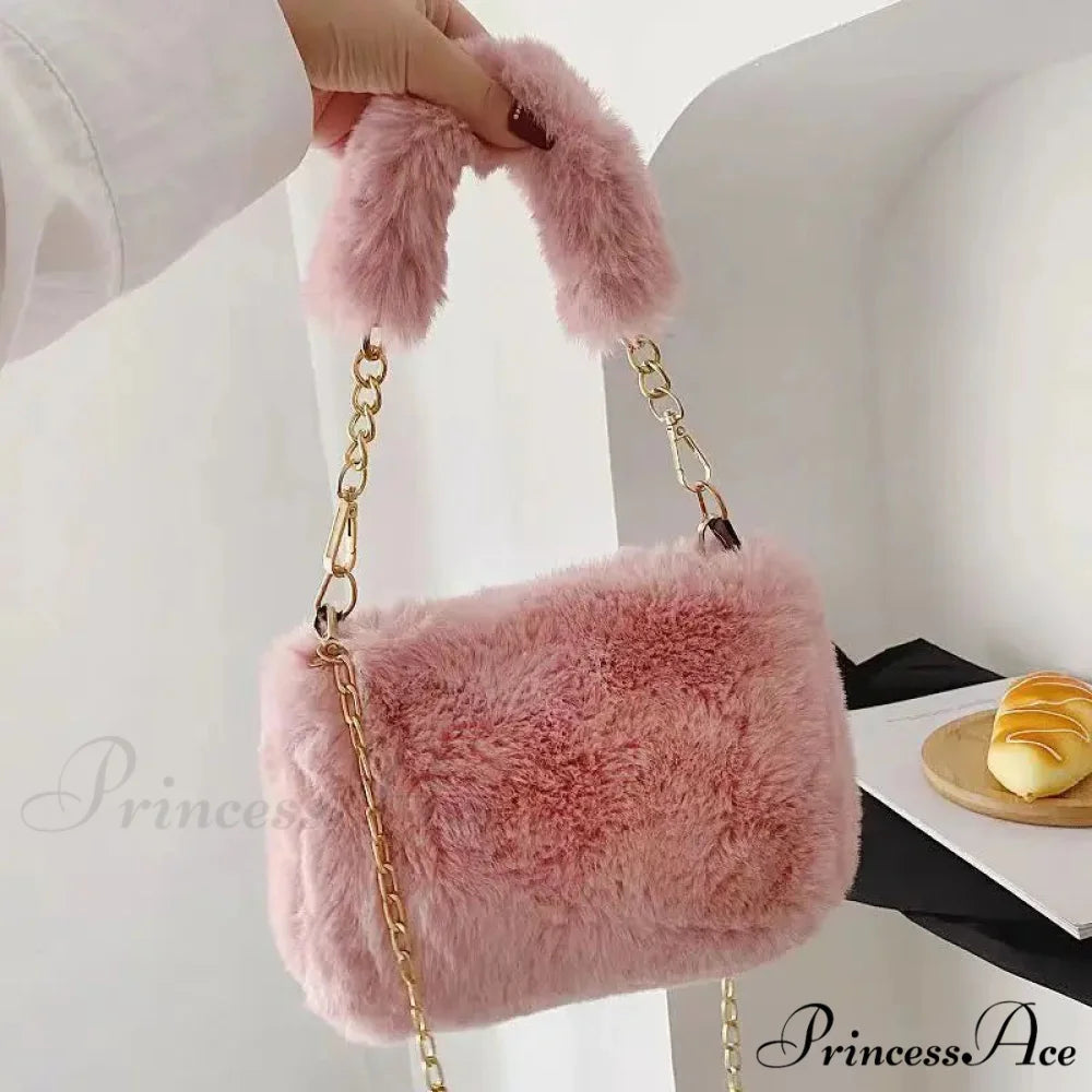 Cold Soft Tiny Square Crossbody Handbag Pink handbag-250126